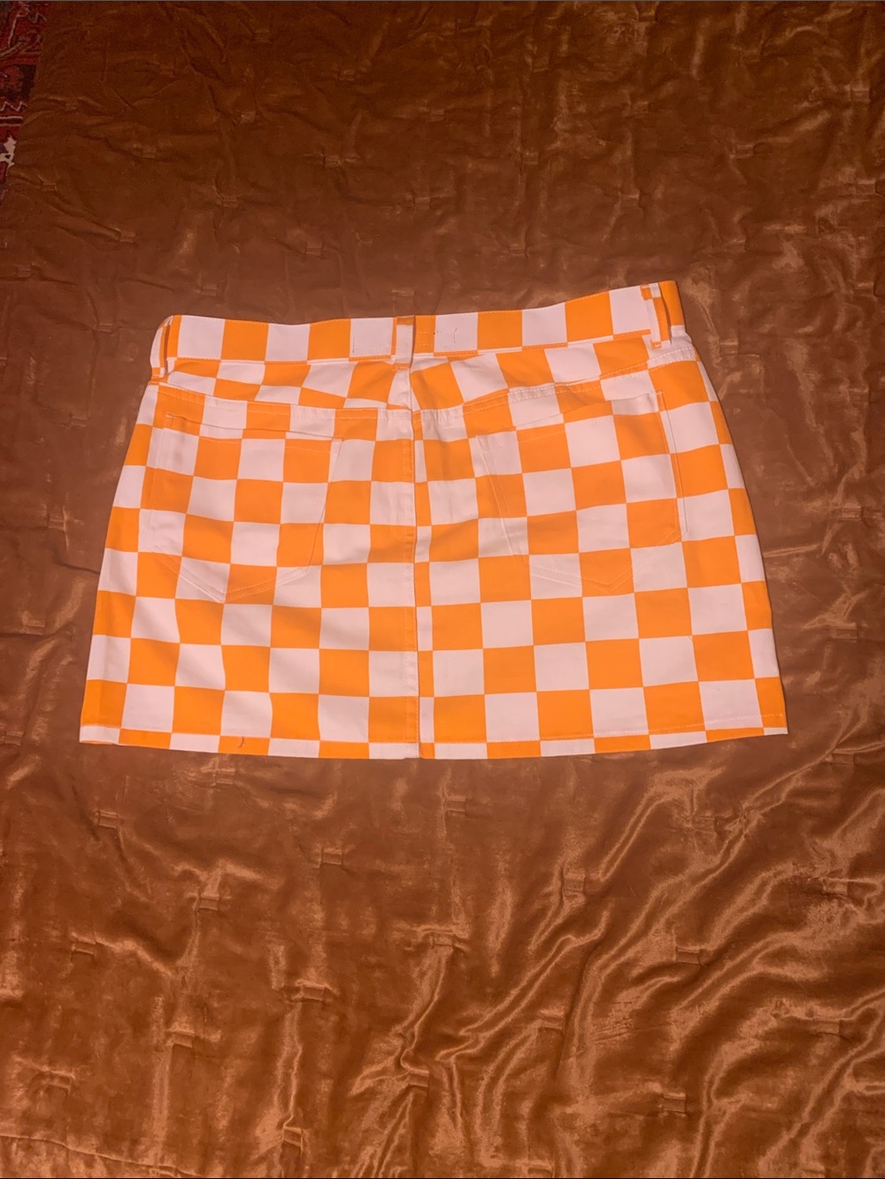 UTK Volunteers Checkerboard Mini Skirt in Orange and White - Picture 3 of 3